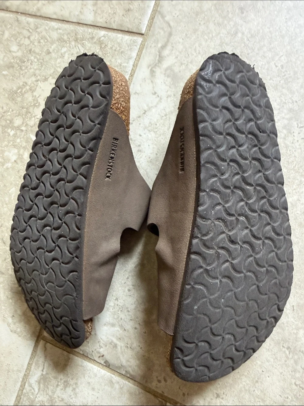 Birkenstock Brown Suede Double Buckle Slides